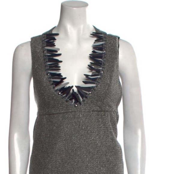 🎉HP🎉Anna Sui, Gray Tweed Dress w/Silver Bangled Fringe, Such A COOL Piece! - Picture 14 of 14